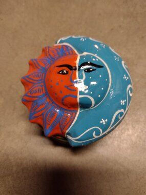 NWT Trinket Jewelry Box from Mexico in Hand Painted Bright Bold Colors